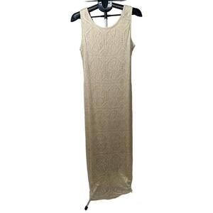 Dawn Joy Beige Sleeveless Geometric Knit‎ Vintage Maxi Dress Size 16